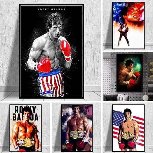 Abstract Watercolor Rocky Balboa Boxing Bodybuilding Canvas Painting Posters Prints Wall Art Motivational Picture for Home Decor