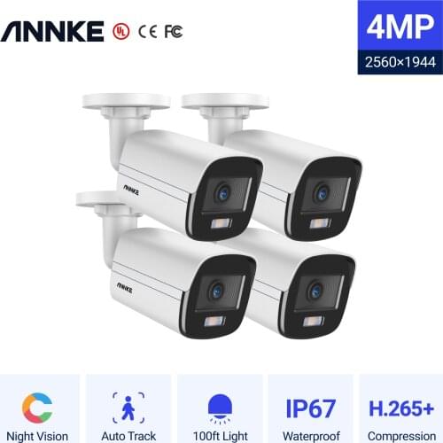 ANNKE Ultra Full Color 4MP POE IP Camera IP67 Outdoor Indoor Security Network Bullet Night Vision Onvif PoE Camera Metal