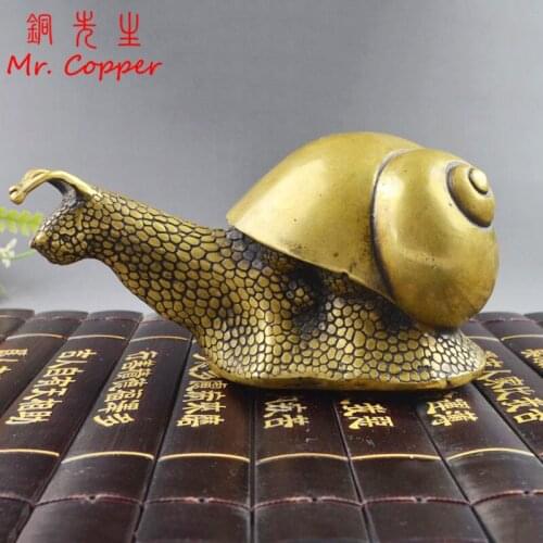 Antique Bronze Big Snail Statue Ornament Copper Animal Figurine Tea Ceremony Pet Home Decoration Living Room Teahouse Desk Decor