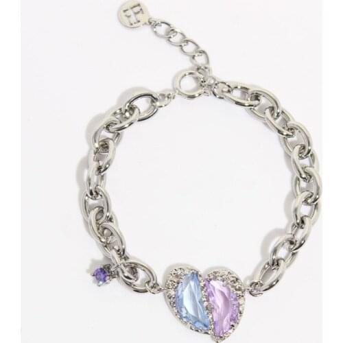 Love heart series metal wind stitching hit color love gem European and American bracelets