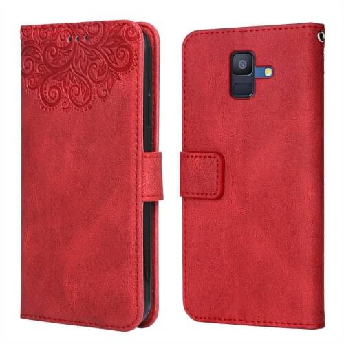 Flower Embossing Case For Samsung Galaxy A6 2018 A600 A600F SM-A600FN 5.6''Wallet Flip Leather Case for Samsung A6 2018 Cover