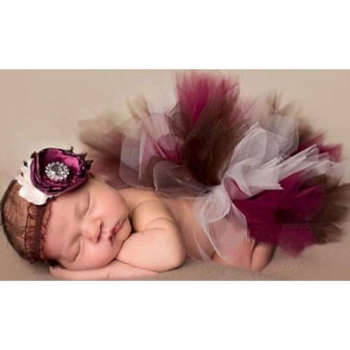 Newborn Baby Girl Color Lace Tutu Dress with Headwear Photography Props New born Baby photo shoot props fotografia accessories
