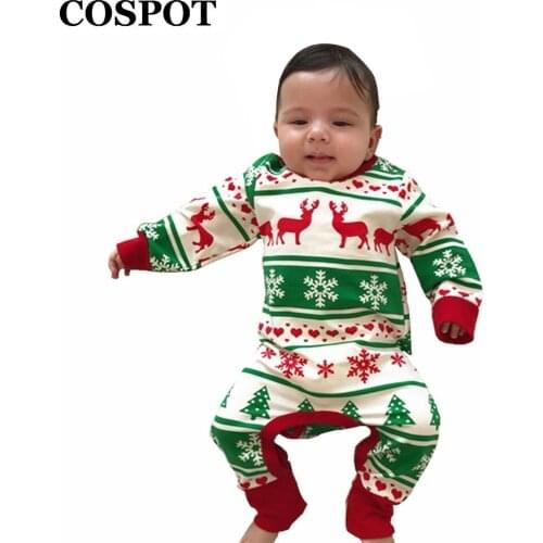 COSPOT Baby Girls Boys Christmas Romper Newborn Autumn Winter Jumpsuits Kids Cotton Fashion Xmas Reindeer Pajamas 2021 New 30