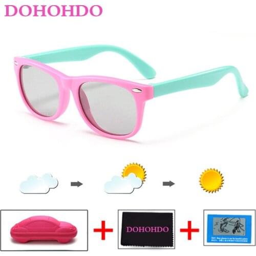 DOHOHDO Photochromic Kids Sunglasses Polarized Children Boys Girls Coating Mirror Soft Safe Sun Glass 2020 Brand Designer UV400