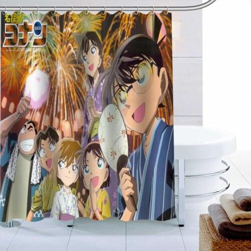 ShunQian Detective Conan Custom Polyester Fabric Printing Shower Curtain Bathroom Waterproof With Hook Bath Curtain Gift