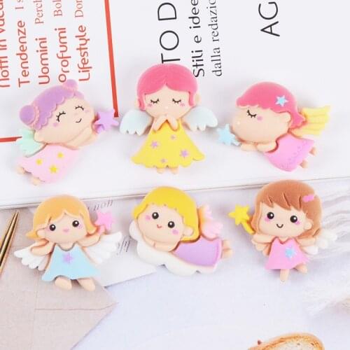 Kawaii Baby Angel Girl Resin Cabochons Ornament Accessories Embellishments Scrapbooking Phone Shell Charms Clips Decoration DIY