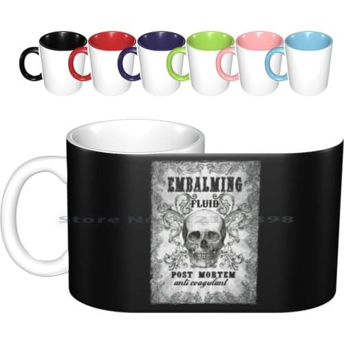 Embalming Fluid Ceramic Mugs Coffee Cups Milk Tea Mug Skull Goth Gothic Embalming Fluid Dead Death Spooky Anatomical Skull