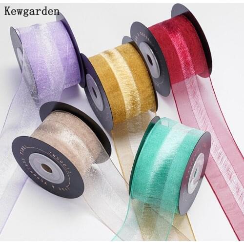 Kewgarden Hollow Out Voile Ribbon 1.5" 38mm DIY Make Hairbow Accessories Handmade Crafts Tulle Flower Gift Packing 10 Yards