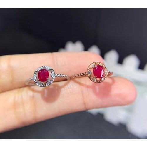 New Ruby Gemstone Ring for Women Jewelry Natural Gem Real 925 Silver Gold Plated Birthday Party Gift Birthstone
