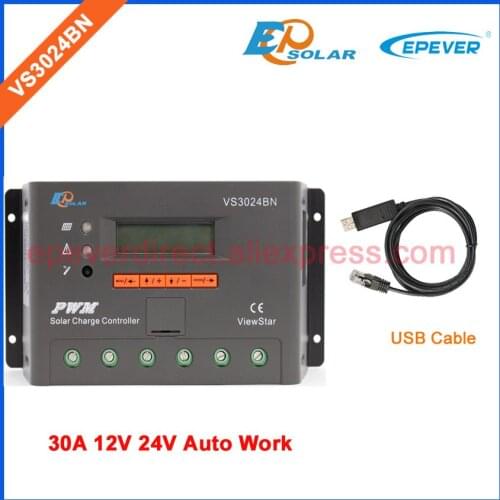 30A Solar charge controller EPEVER with USB cable EPEVER VS3024BN 12v 24v auto work EPSolar 30amp