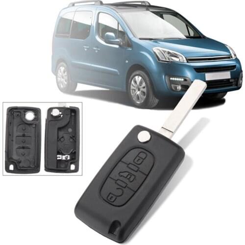 3 Button Remote Key Shell Housing Flip Key Fob w/ Blade Remote Key Case Compartment Container For Peugeot For Citroen Berlingo