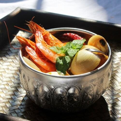 1Pc Decorative Bowl Restaurant Bowl Hotel Household Tableware Dining Bowl Silver