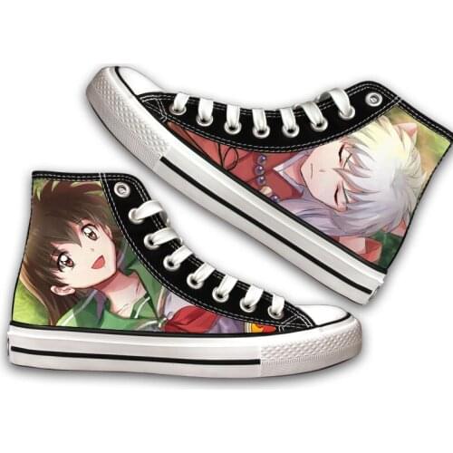 Unisex Anime 3D Inuyasha Kikyō Casual Canvas Shoes Student Inuyasha Sesshoumaru Higurashi Flat Bottom duck shoes Sneakers