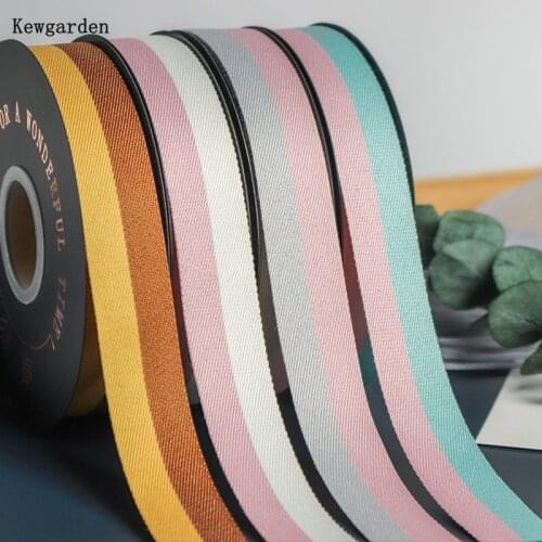 Kewgarden DIY Hair Bow Tie Accessories Webbing Double Colors Twill Polyester Cotton Ribbon 25mm 1" Handmade Tape Riband 20 Yards