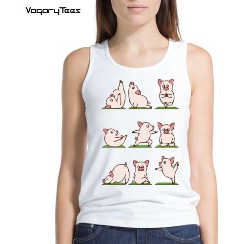 Summer Camisole Pig exercise yo ga Fitness Womens Lovely Vest Novelty Workout Casual Cute Animals Tank Tops
