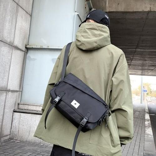 Multifunctional Shoulder Messenger Bag with Reflective Streetwear Strip Waterproof Travel Handbag Large Capacity Storage Bag