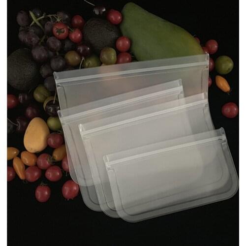 7Pcs PEVA Reusable Silicone Food Storage Bag Leakproof Freezer Bag Zip Lock Bags Kitchen Organizer Fresh-keeping Storage Bag New