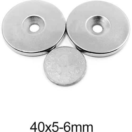 1~20PCS 40x5-6 mm Powerful Magnetic Magnet 40*5 mm Hole 6mm Round Strong Magnet 40x5-6mm Neodymium Magnets Disc 40*5-6 mm 40x5