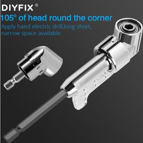 105 Degree Angle Screwdriver Set Holder Adjustable Drill Bits Nozzles Angle 1/4 Hex Shank Angle Driver Extension Power Tool