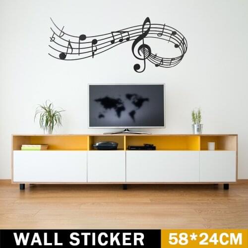 Wall Sticker Music Songs Sound Notes Melody Wall Decal Bedroom Office Decor Removable Music Sticker