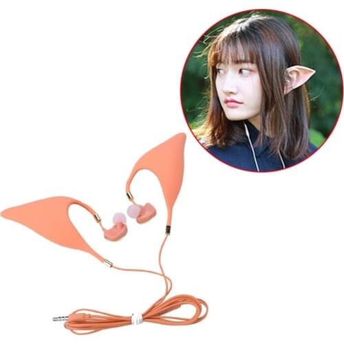 Bass in-ear Headphones with microphone silicone Cat Ear Elf Halloween Cosplay Wired Headset Mobile Headset