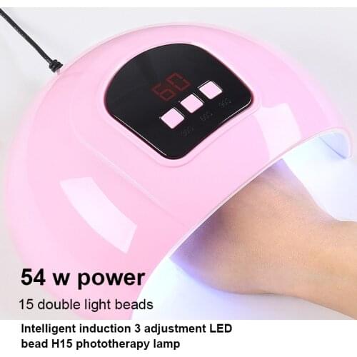 54w Nail Light Therapy Machine Dual Light Source UV Quick-drying LED Phototherapy Device Nail Polish Dryer Nail Lamp Nail Art