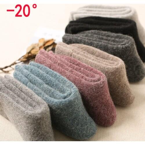 2020 Wool Socks Men 's Thick Cashmere Stockings Middle-aged Extra Thick Women 's Socks Autumn and Winter Terry-Loop Hosiery