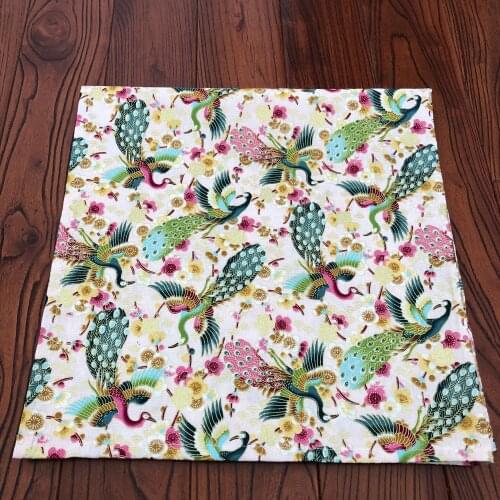 New geisha fan red crowned crane Japanese style wrapping cloth furoshiki handkerchiefs Flower traditional fabric 0218D