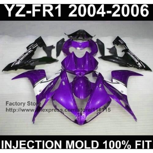 MOTOMARTS Matte black fairing parts aftermarket for YAMAHA YZFR1 2004 2005 2006 purple fairings yzf r1 04 05 06 customize Full i