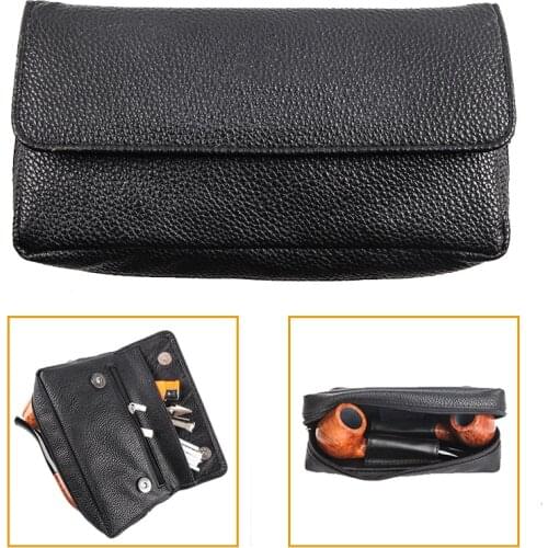 Portable PU Leather Cigarette Tobacco Bag Purse Case Bags Smoking Holder Hasp Tobacco Pipe Storage Case Cigars Accessories