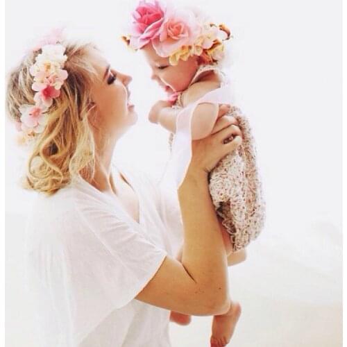 POSH DREAM 4 Colors Mother and Daughter Flower Headband for Photograph Children Headwear Seaside Holiday Flower Hairband