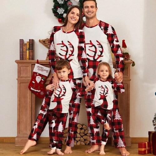 Family Matching Outfits Mother Daughter Pajamas Set Dad Son Baby Kids Print Plaid Suit For Christmas Family Home Pajamas Set