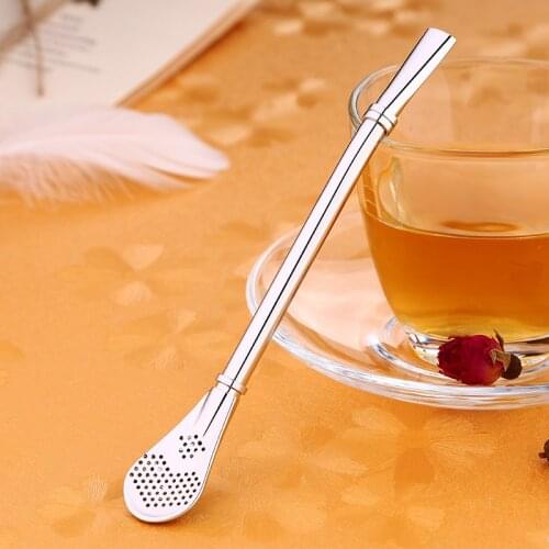 Stainless Steel Straw Metal Filter Drinking Straw Coffee Spoon Teaspoon Children Spoon Reusable Tea Tools Bar Accessories