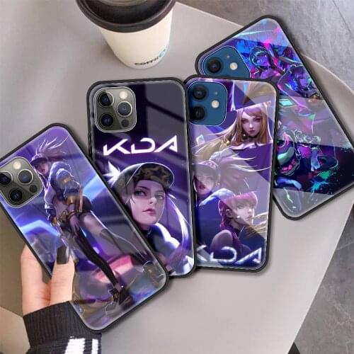 Glass Case For Apple iPhone 11 Pro Max 12 Mini 8 7 XS XR X 6 6S Plus SE 2020 Phone Cover Fundas Capa League Legends LOL Kda