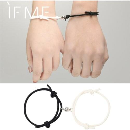 IF ME Charm 2PCS/SET Magnetic Rope Couple Bracelet for Men Women Unisex Handmade Braided Rope Bracelets Bangles Set Jewelry New