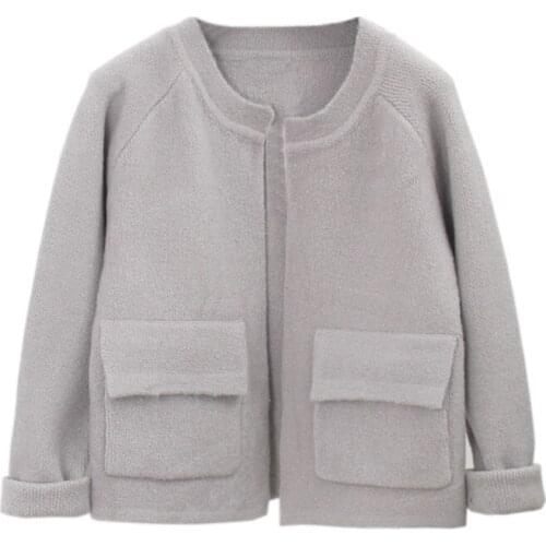Spring Autumn Pockets Women Sweaters Loose Cashmere PocketsPreppy Style Casual Ladies Coats Female Thick Top Femmes Cardigans