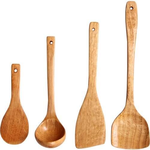 High Quality Wood Cooking Utensil Turners Tool Healthy Soup Rice Spoon Scoop Spoon Spatula Kitchen Tools for Home Picnic Cooking