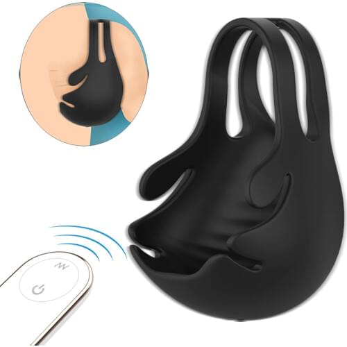 Testicle Vibrator for Men Penis Ring Delay Ejaculation Ring Remote Control Scrotum Massage Cock Chastity Cage Bondage Vibrators