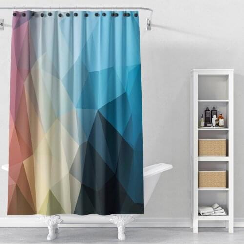 Customize Home Decoration 3D Print Gradient diamond Pattern Style Bathroom Toilet Waterproof Shower Curtains Colorful Adult