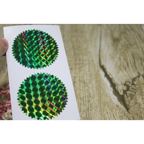 5cm Green Hologram serrated edge sticker, starburst round sticker seals