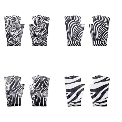 Women Winter Touch Screen Mittens Cute Black White Zebra Leopard Knitting Half-Finger Gloves Unisex Black Driving Gloves