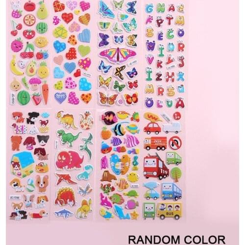 1pcs 3D Creative Children Cartoon Bubble Paste Three-dimensional Reward Animals For Kids Educati Digital Dinosaurs Stickers Q1L6