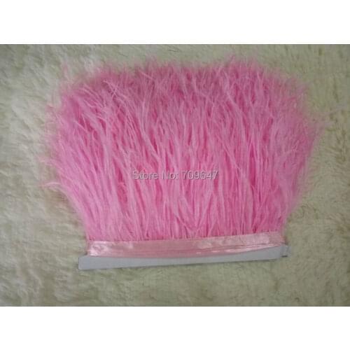 10 yards/LOT!1 ply Ostrich Fringe Trim on Satin Header 5" - 6" in width,deep pink/Dark Pink colour,ostrich feathers
