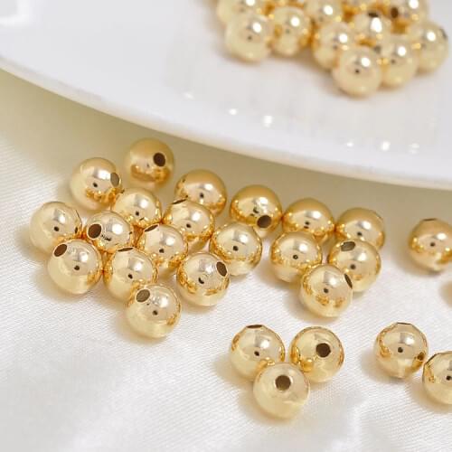 100g/bag hole smooth hollow bead bracelet beads gold circular copper beads insulation parts