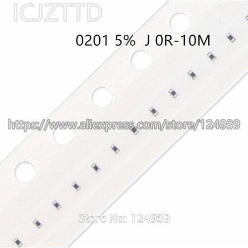 100pcs RJ0201 0201 5% 1/20W SMD RES 6.2R 6.8R 7.5R 8.2R 9.1R 10R 11R 12R 13R 15R 16R 18R 20R 22R 24R 27R 30R 33R 36R 39R 43R 47R