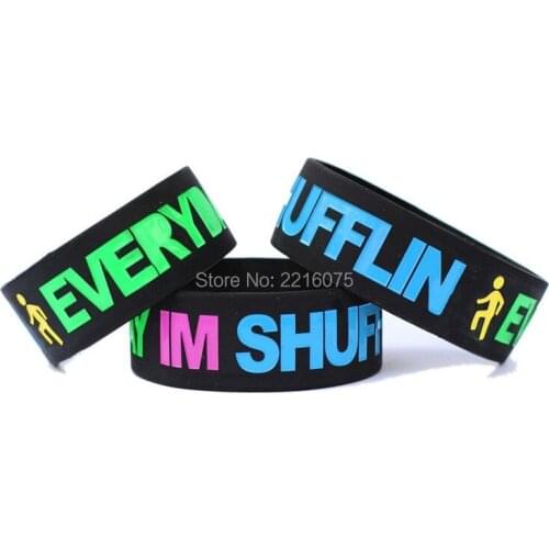 300pcs One Inch Everyday Im Shufflin Colorful wristband silicone bracelets free shipping by DHL express