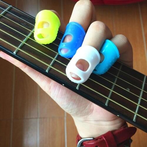 4pcs/Set Wearable Celluloid Silica Gel Guitar Fingertip Protectors Finger Stall For Ukulele Guitar Violin