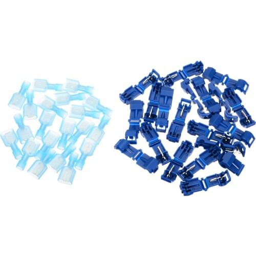 40pcs Quick Splice Lock Wire Terminals Connector For Car Accessories Blue T-Taps/Male Wire Cable Terminal Connectors
