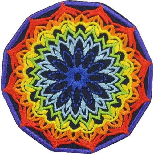5PCS Mandala Flowers Embroidery Patches Stripes Applique Badges Iron on Patches for Clothing DIY Apparel Sewing Accessories
