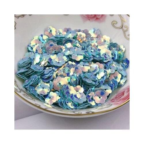 50g/lot PVC Sequins 6mm Flower With 1 Center Hole Plum Blossom Cup AB Golden Brilliant Colors Acid Blue Shining Confetti